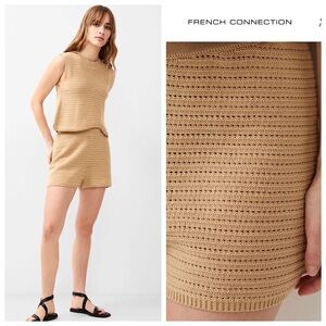 French Connection Tan Knit Women Shorts
